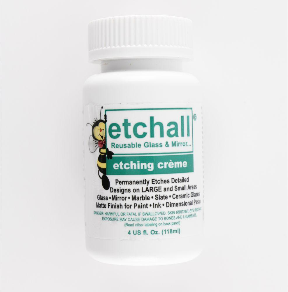 etchall Etching Cream (4oz) for Glass, Mirrors, Ceramics, Porcelain,  Marble, and Slate - for Makers, Creators, Crafters, DIY'ers of All Ages 