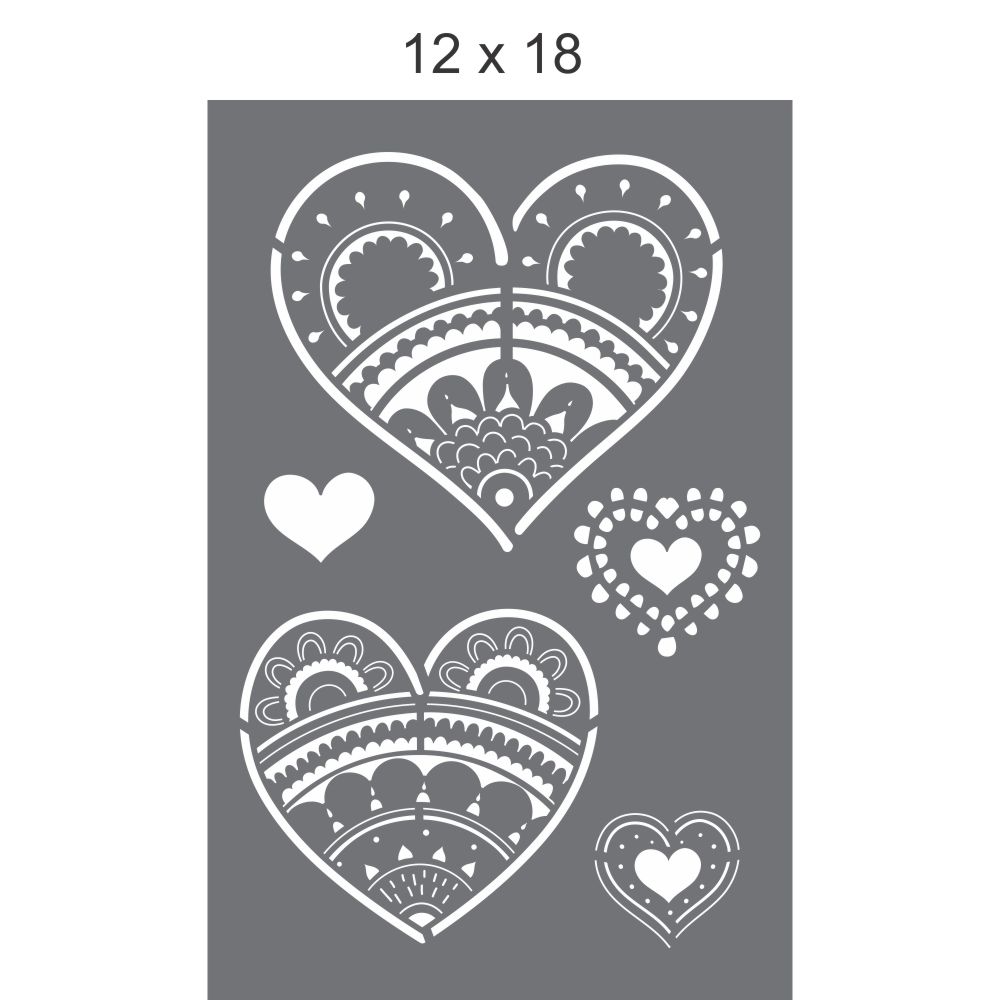 Heart of Hearts Love Valentine Stencil - Durable & Reusable Mylar Stencils