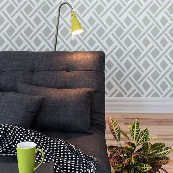 Geo allover pattern stencil - Geometric stencils for walls - DIY home decor